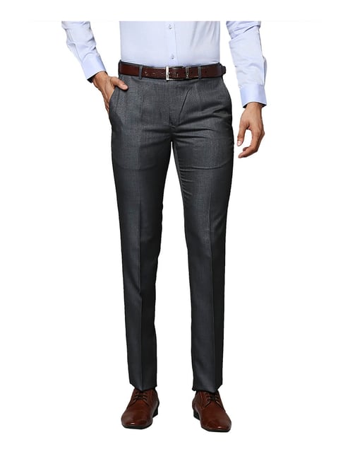 Buy RAYMOND Dark Blue Mens 4 Pocket Self Printed Formal Trousers | Shoppers  Stop