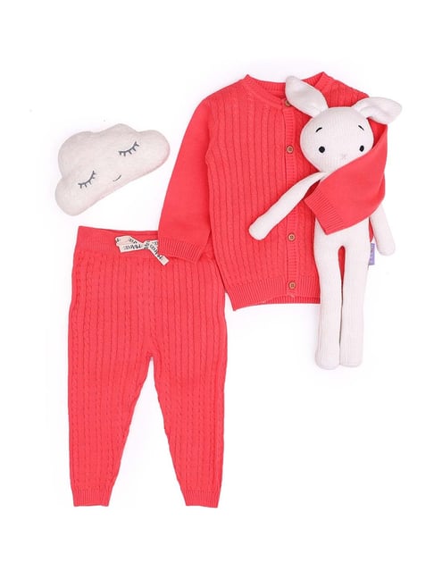 MiArcus Kids Coral Cotton Cardigan Set