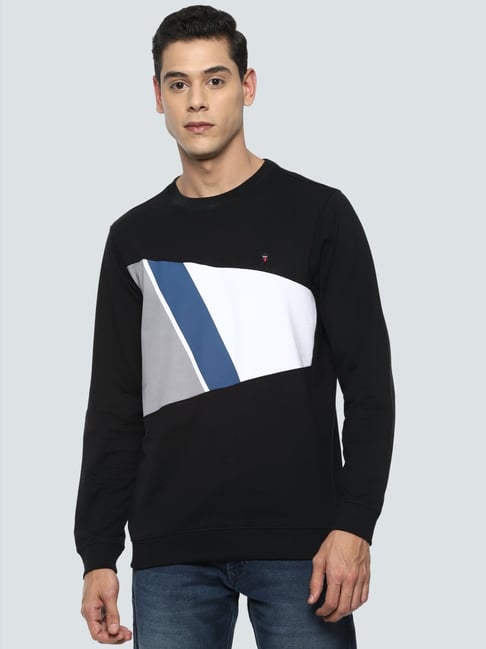 Louis Philippe Black Cotton Regular Fit Printed Sweatshirt-picture-16