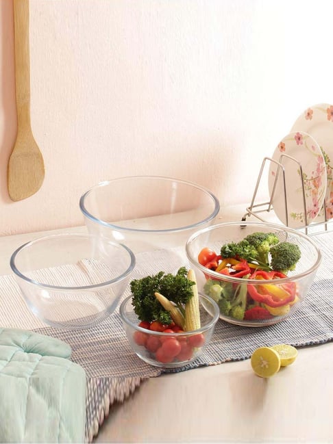 Femora Transparent Glass Mixing Bowl - Set of 4