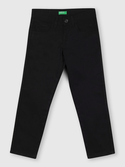 Buy United Colors of Benetton Kids Black Mid Rise Trousers for Boys ...