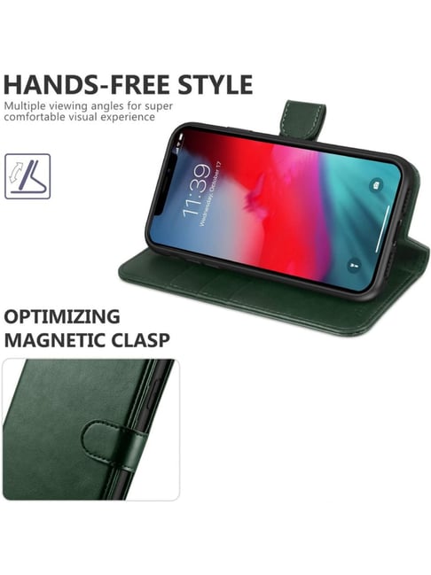 ClickCase Vintage Leather Wallet Case Flip Cover For iPhone 13 Pro Max  (Green)