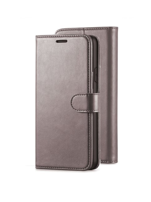 ClickCase Vintage Leather Wallet Case Flip Cover For Jio JIOPHONE NEXT (Shiney Grey)