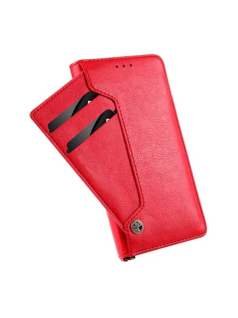 ClickCase Flipper Leather Wallet Case Flip Cover For Jio JIOPHONE NEXT (Red)