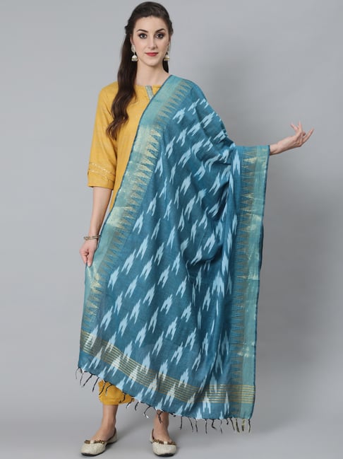 Aks Blue Ikat Dupatta