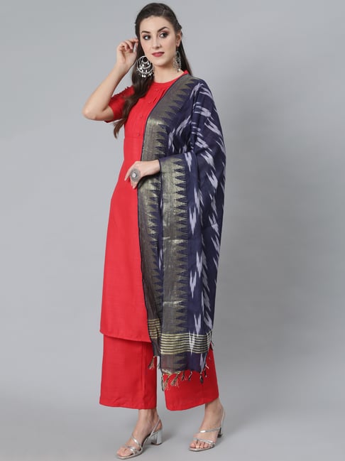 Aks Blue Ikat Dupatta