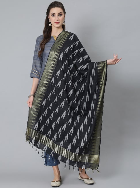 Aks Black Ikat Dupatta