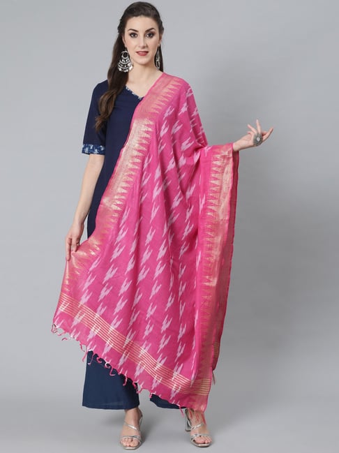 Aks Pink Ikat Dupatta