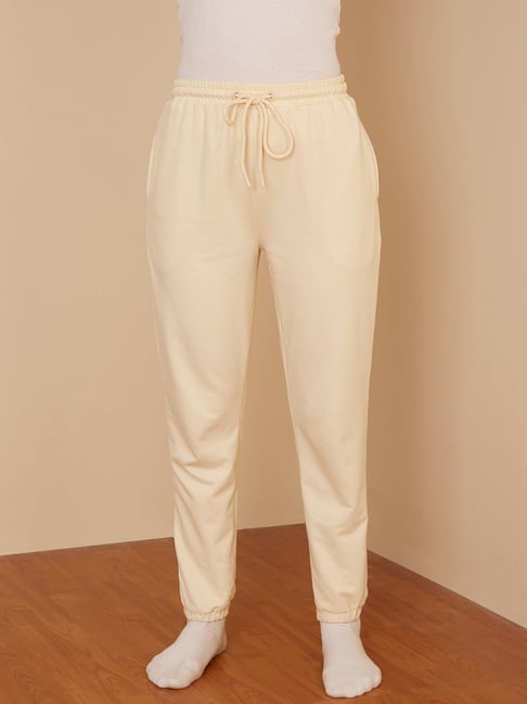 Femella Beige Cotton Track Pants