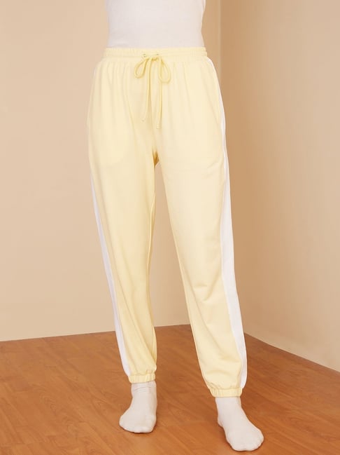 Femella Yellow Cotton Track Pants