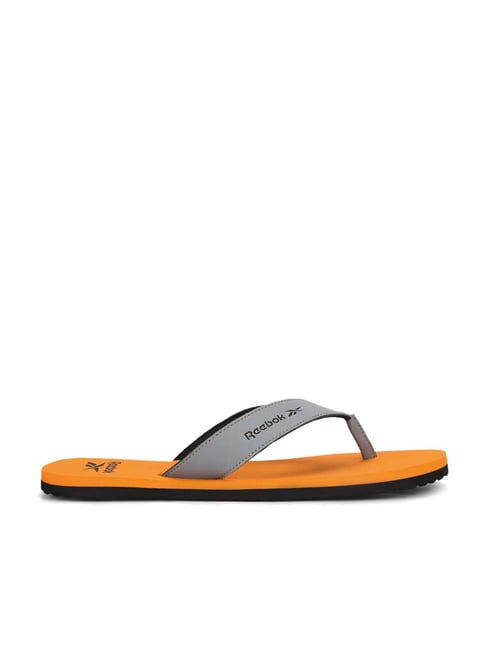 Reebok Men's SUPERSOFT LP Grey & Orange Flip Flops