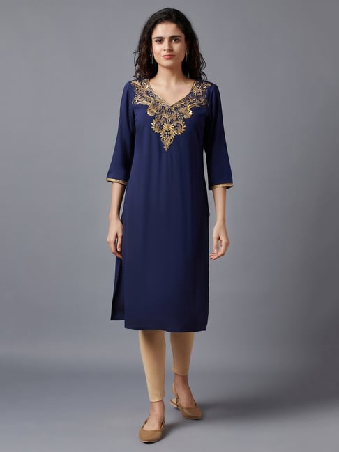 Aurelia Blue Straight Kurta Price in India