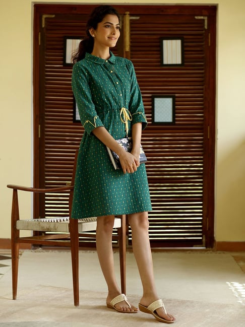 Aurelia Green Midi Ethnic Dress Price in India