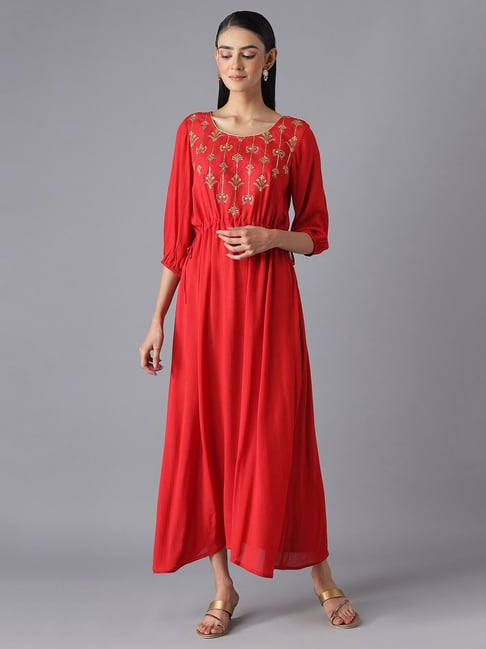 Aurelia Red Maxi Ethnic Dress Price in India