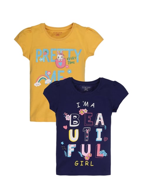 Plum Tree Kids Navy & Yellow Printed T-Shirt (Pack Of 2)-picture-31