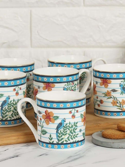 india circus by krsnaa mehta India Circus White & Sky Blue Ceramic 10 cm Coffe Mug (0.22 L) - Set of 6-picture-13