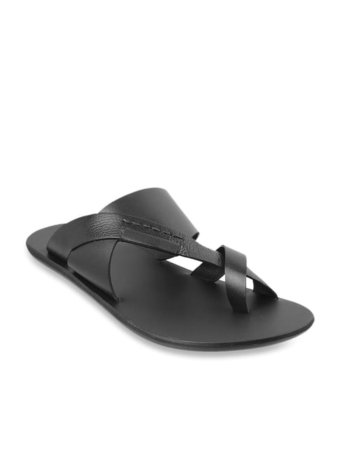 Metro Men's Black Cross Strap Sandals-picture-21