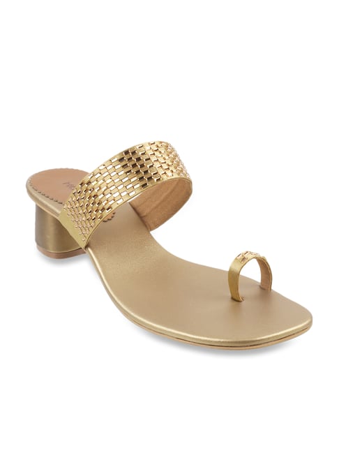 Mochi Women's Golden Sandals Price in India