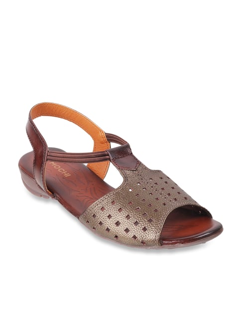 Mochi Women's Brown Sling Back Sandals