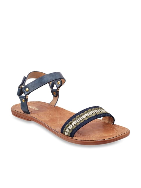 Mochi Women's Blue Ankle Strap Sandals