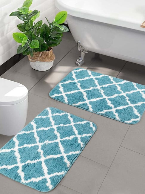 Teal bath mat deals set