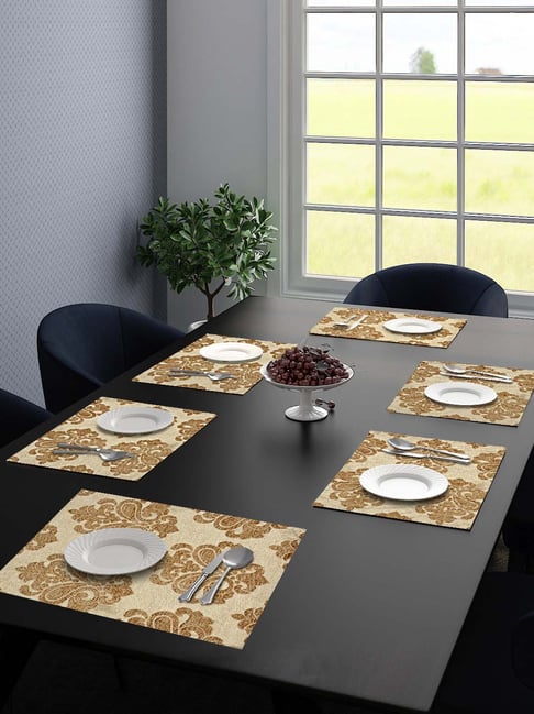 Saral Home Gold & White Chenille Placemats - Set of 6-picture-35
