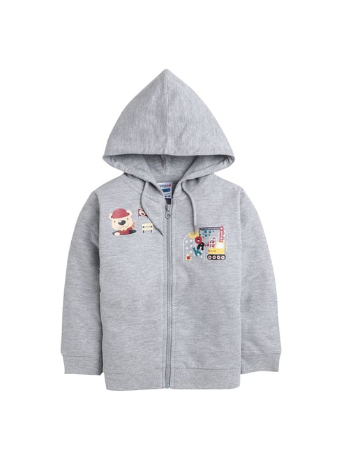 Buy Bumzee Kids Grey Printed Hoodie for Boys Clothing Online