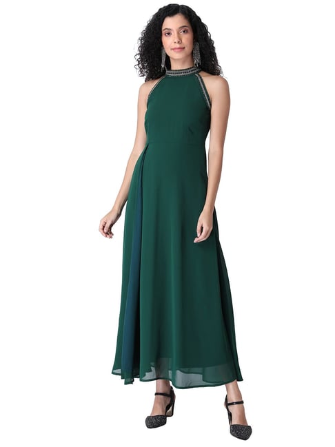 FabAlley Green Embellished Dress Price in India