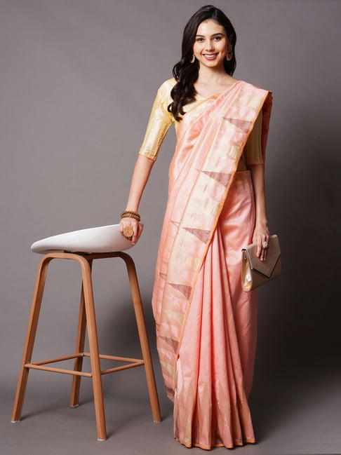 Silk Saree with blouse in Peach colour 1460