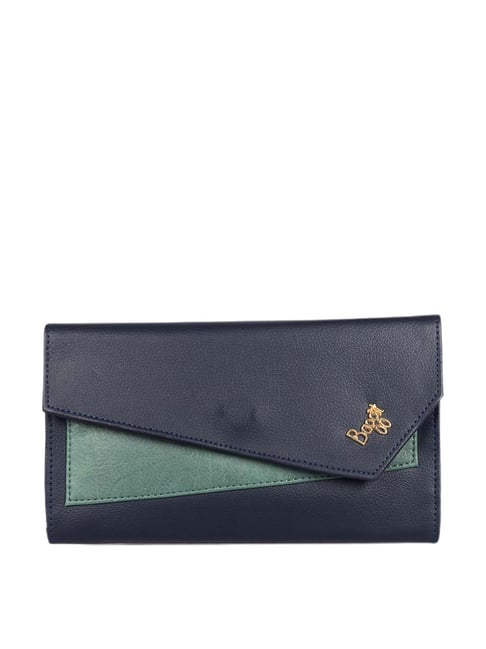 Baggit Navy Solid Tri-Fold Wallet for Women