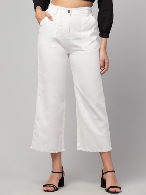 Buy Orchid Blues White Flaired Fit Elasticated Pants for Women's Online ...