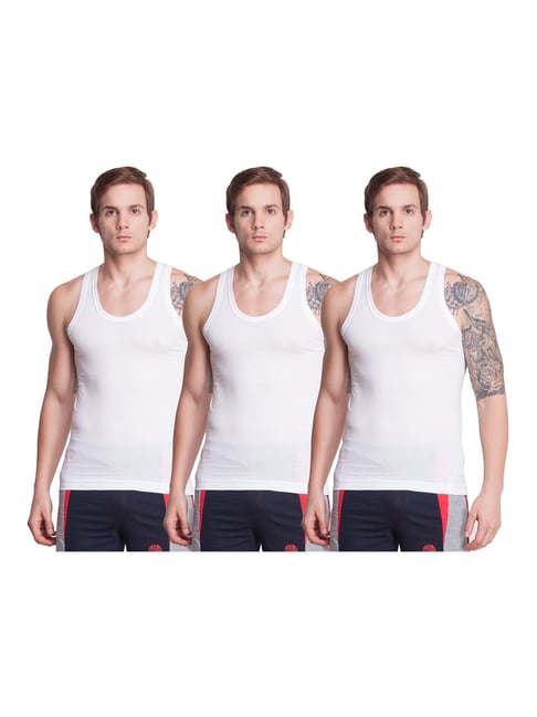 Buy Dollar Bigboss White Cotton Vests - Pack of 3 for Men's Online @ Tata  CLiQ