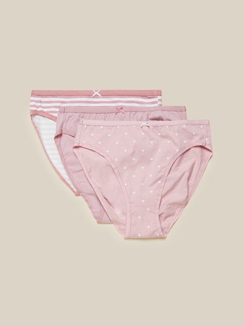 Wunderlove by Westside Pink Bikini Briefs Set of Three Price in India