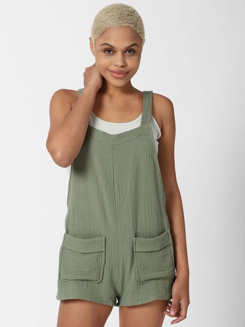 Forever 21 Green Cotton Playsuit