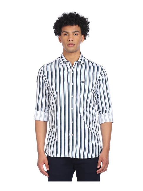 Arrow Sport Blue \u0026 White Striped Shirt 