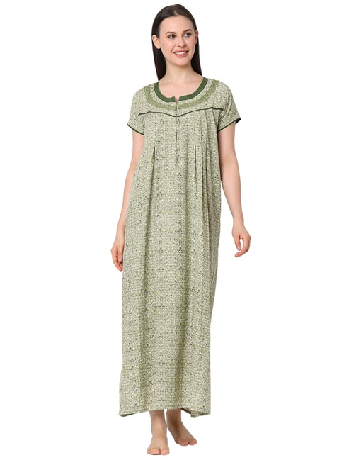 Sweet Dreams Green Printed Nightie