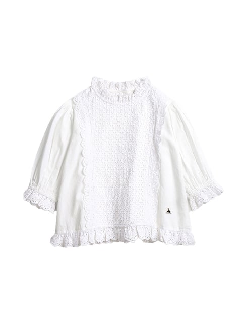 Cherry Crumble By Nitt Hyman Kids White Self Design Top-picture-40