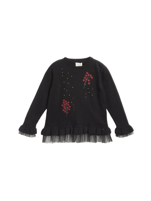 Cherry Crumble By Nitt Hyman Kids Black Embroidered Sweater-picture-31