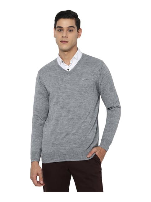 Buy Allen Solly Grey Regular Fit Self Pattern Sweater for Mens