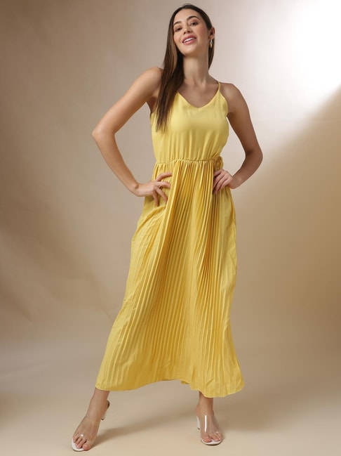 Campus Sutra Yellow A Line Dress Price in India