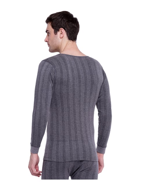 Buy Almo Grey Striped Thermal Top With Heat Lock Tech - Pack of 2