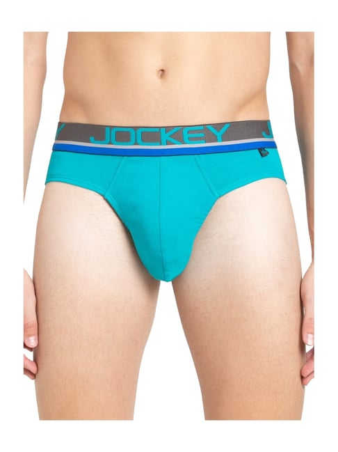 Jockey FP02 Turquoise Super Combed Cotton Rib Briefs with Ultrasoft  Waistband - Pack of 2