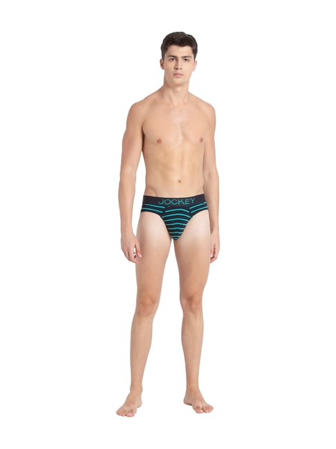 Buy Jockey Dark Turquoise & Navy Striped Exposed Waistband Briefs for Men  Online @ Tata CLiQ