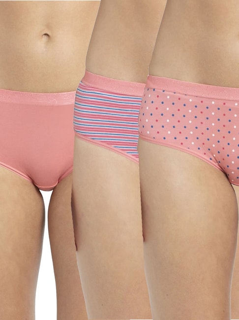 Jockey Peach Striped Hipster Panty (Pack of 3) Price in India