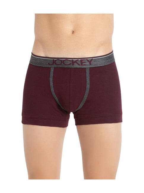 Buy Jockey Maroon Double Layer Contoured Pouch Trunks for Men