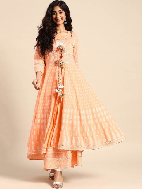 WOMEN INDIAN DESIGNER Anarkali Kurta With Jacket Long Flared Pink Gown Kurti  Set $27.99 - PicClick