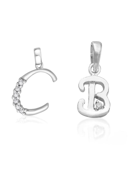 Taraash 92.5 Sterling Silver 'C' & 'B' Initial Letter Couple Pendants-picture-41
