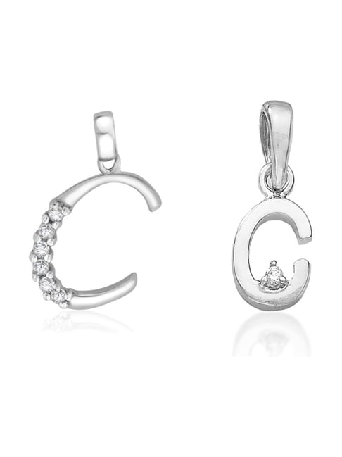 Taraash 92.5 Sterling Silver 'C' & 'C' Initial Letter Couple Pendants-picture-35