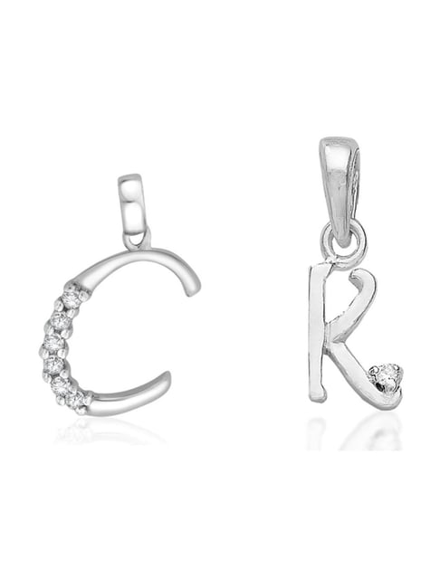 Taraash 92.5 Sterling Silver 'C' & 'K' Initial Letter Couple Pendants-picture-47