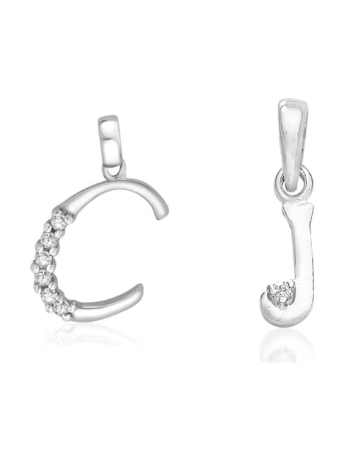 Taraash 92.5 Sterling Silver 'C' & 'J' Initial Letter Couple Pendants-picture-11